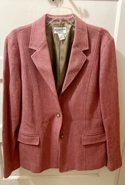 T- 87 Vintage Pendleton 100% Wool Classic Pink Blazer Jacket Womens Sz 18 Tall
